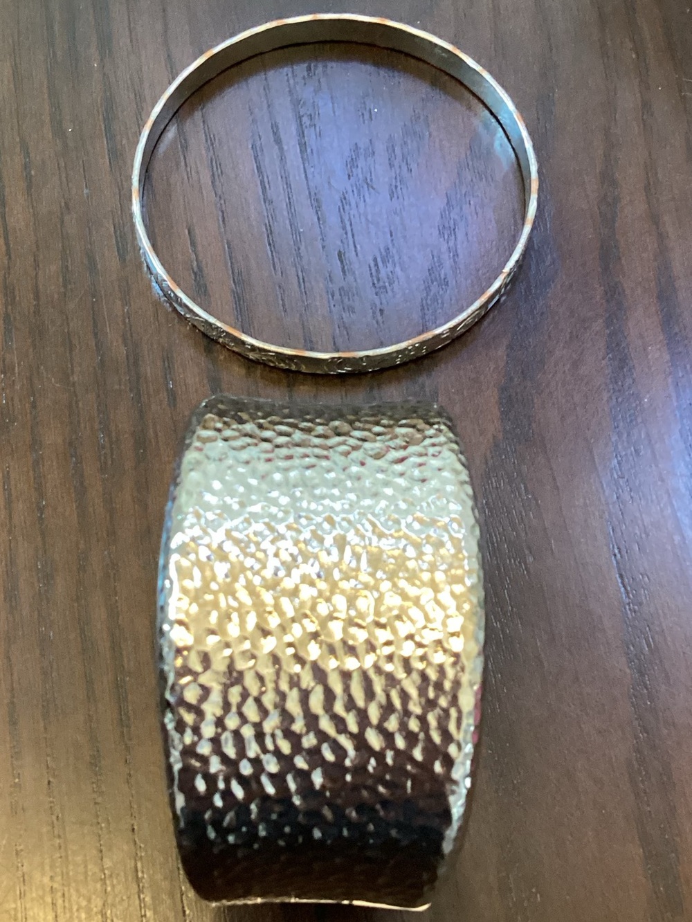 Hammered and Engraved Gold-Tone Bangle Set - Picture 2 of 3